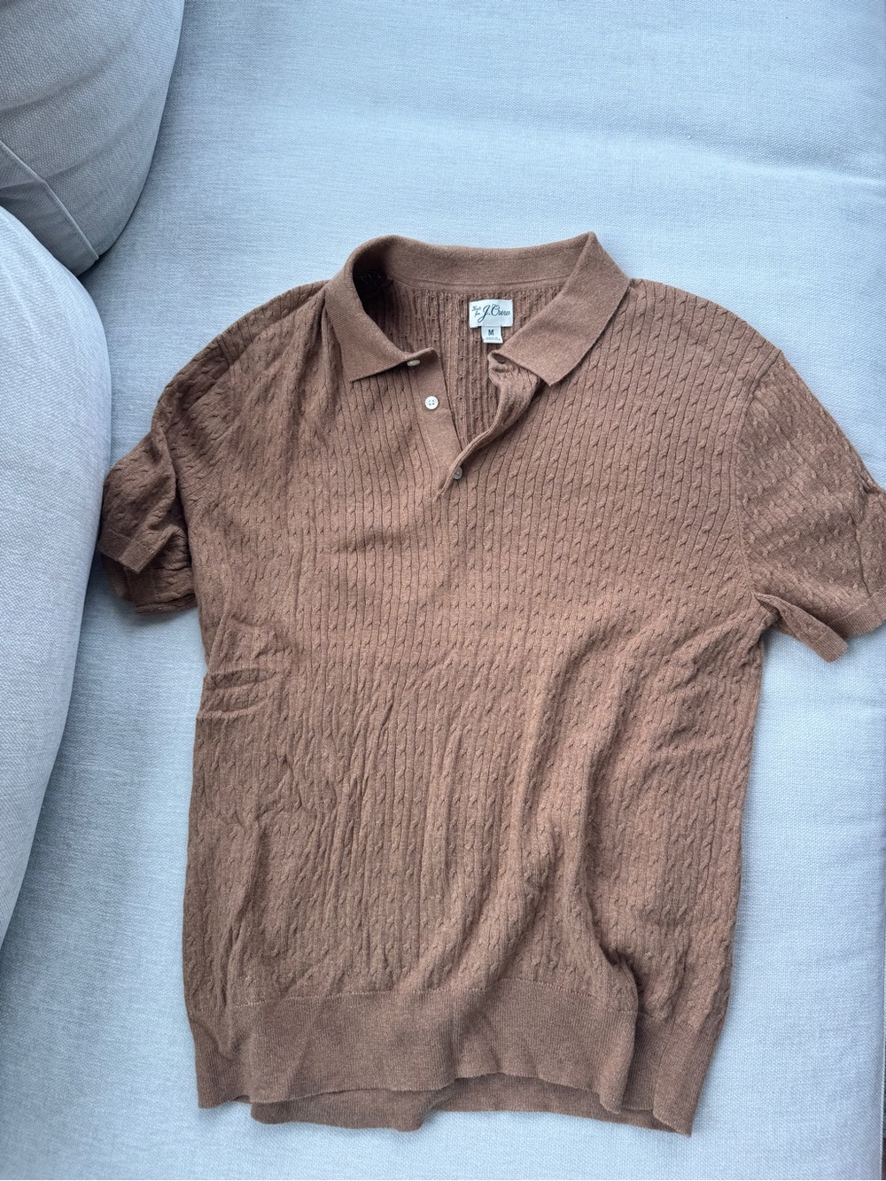 J. Crew Brown Cable-Knit Polo Shirt